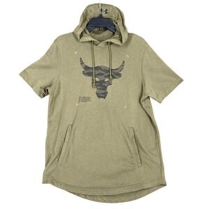 Under‎ Armour Project Rock Hoodie Mens M Short Sleeve Bull Logo Gymcore Training
